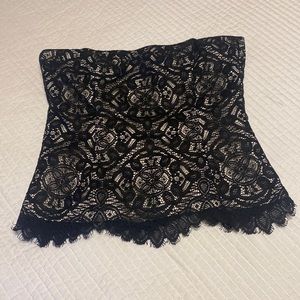 White House Black Market Corset Black and White Top